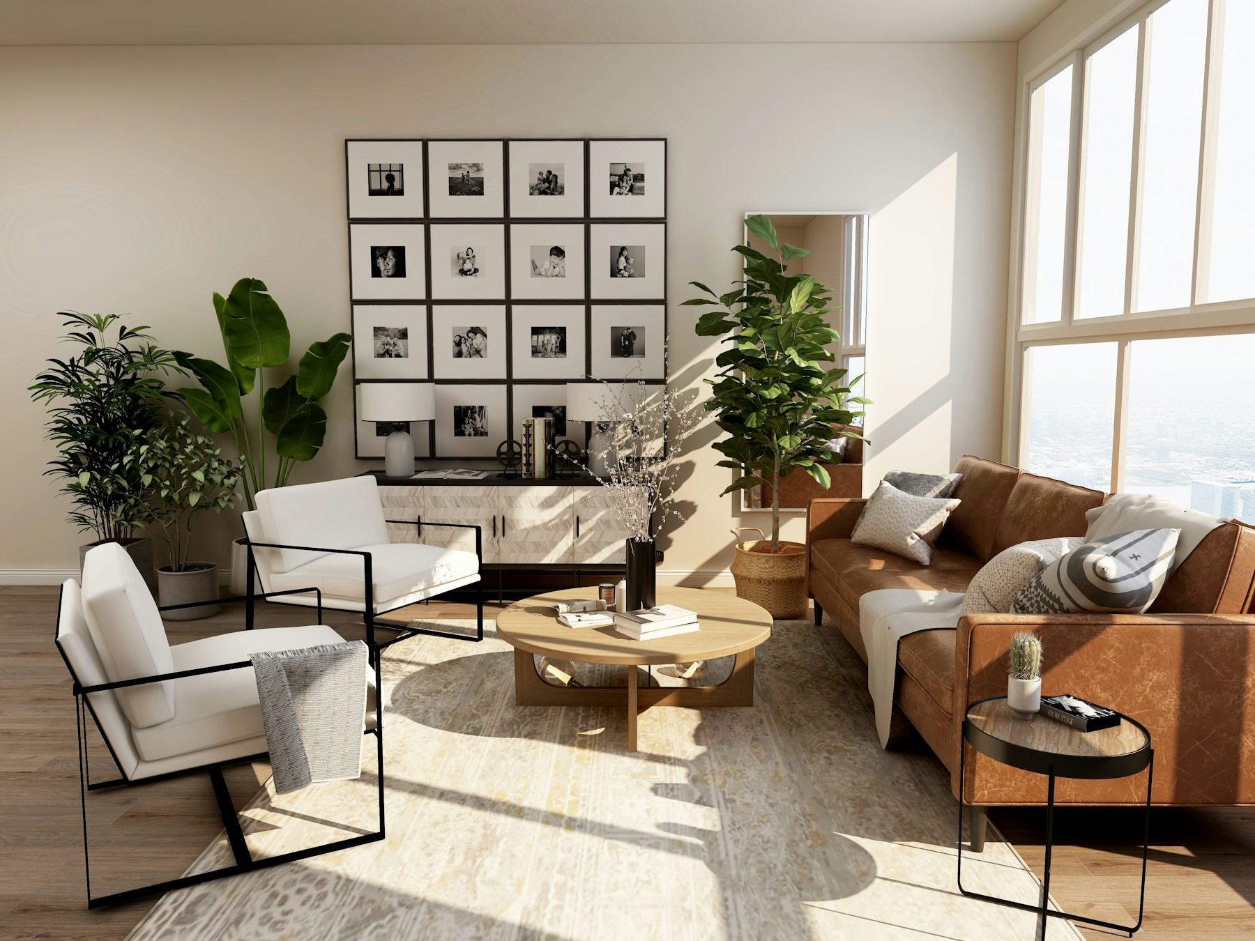 Comfortable modern living room after renovation